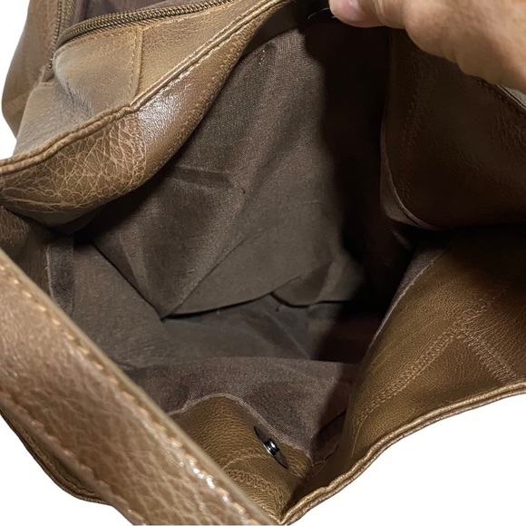 JINGPIN - MULTI TONE BROWN FAUX LEATHER BOHO STYLE - SHOULDER BAG / PURSE - S2 - Picture 14 of 15